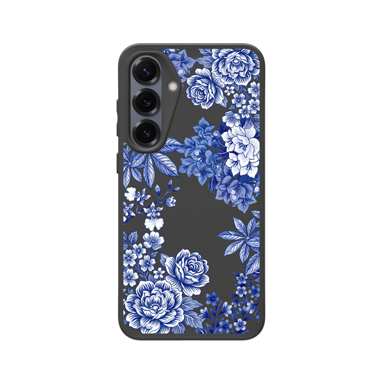 Tissu floral taïwanais · Bleu et blanc