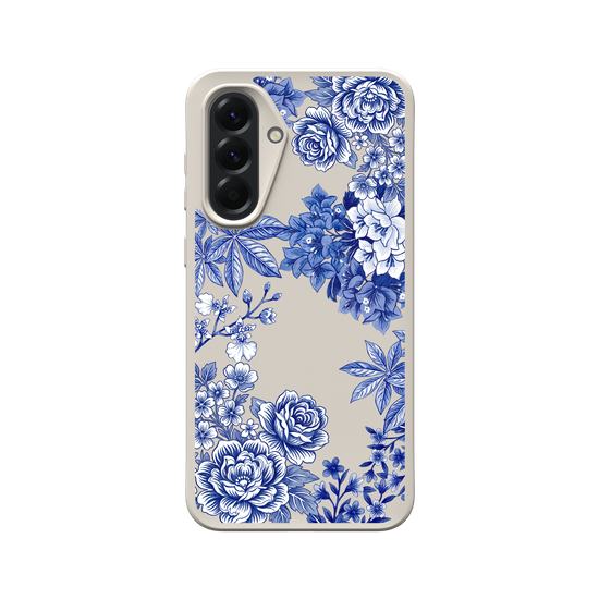 Tissu floral taïwanais · Bleu et blanc
