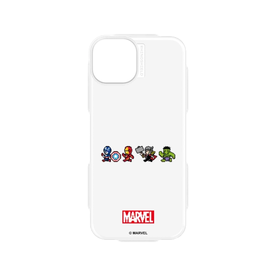 iPhone 15 Mod NX Backplate Transparent - MARVEL / Super-héros MARVEL version 8-Bit