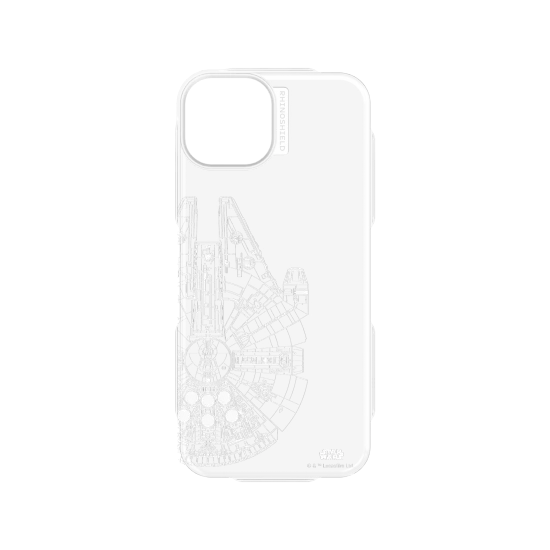 iPhone 15 Mod NX Backplate Transparent - Star Wars / Faucon Millenium - Blanc