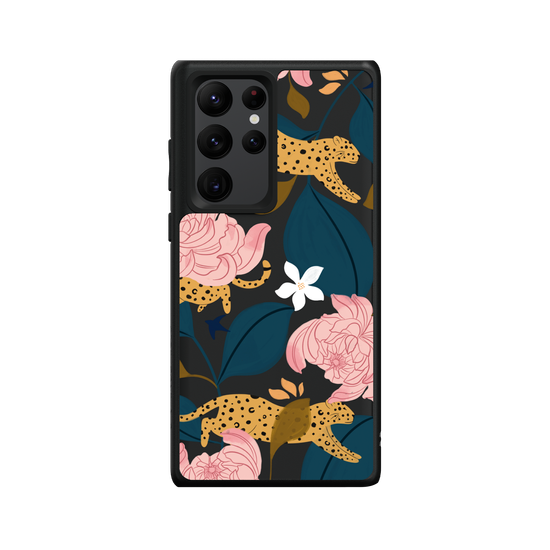 Leopard and flowers